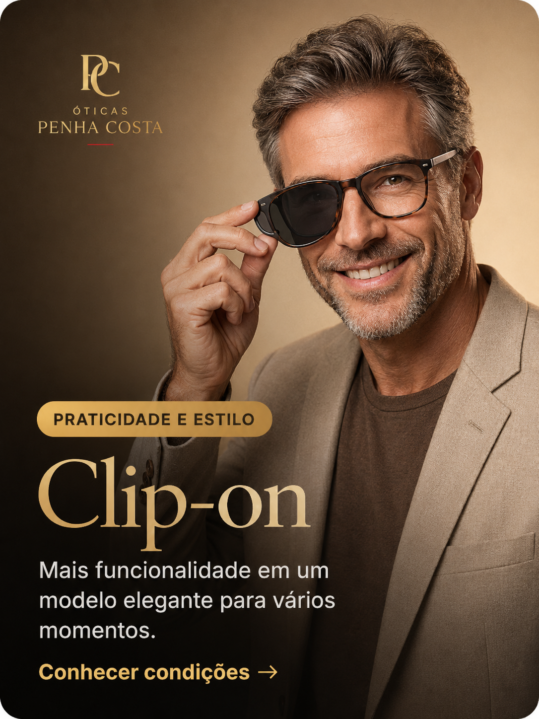 Óculos clip-on - Óticas Penha Costa